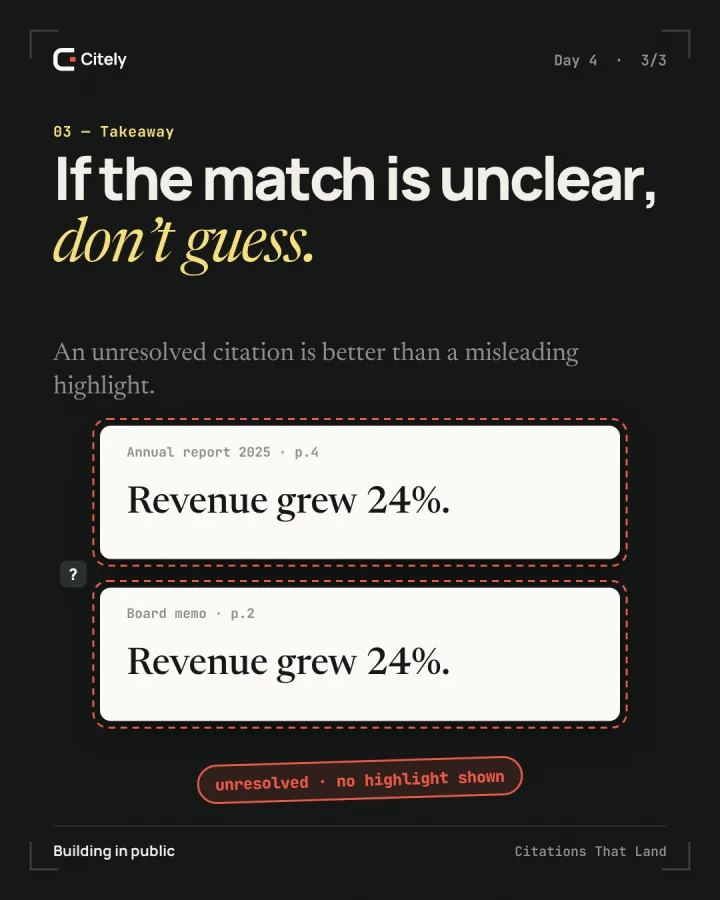 Check the context behind the claim. — original Citely Day 4 Takeaway poster